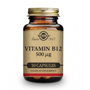 Vitamina B12 500 μg (Cianocobalamina) 50 cápsulas vegetales Solgar