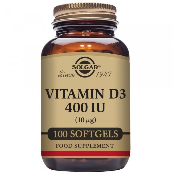 Vitamina D3 400 UI (10 μg) 100 cápsulas blandas Solgar