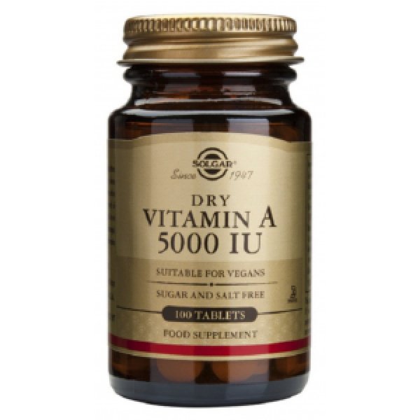 Vitamina A Seca 5000 UI 100 Comprimidos Solgar