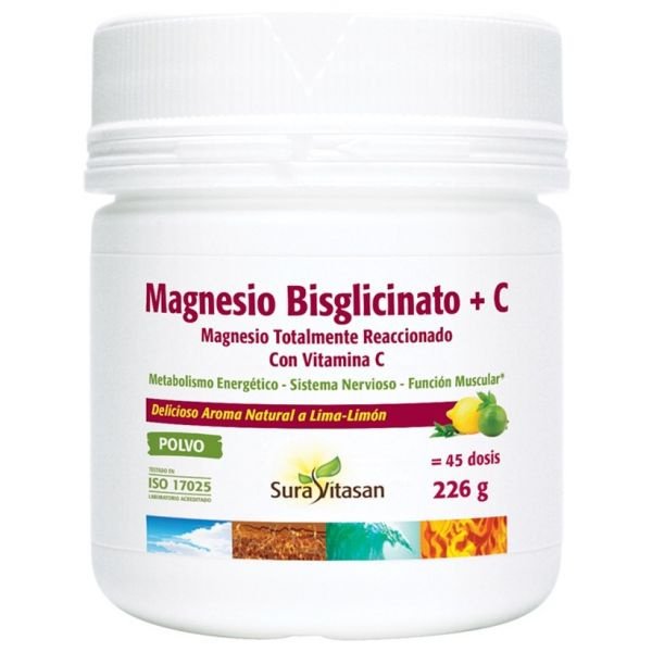 Magnesio Bisglicinato + Vitamina C 226 gramos Sura Vitasan